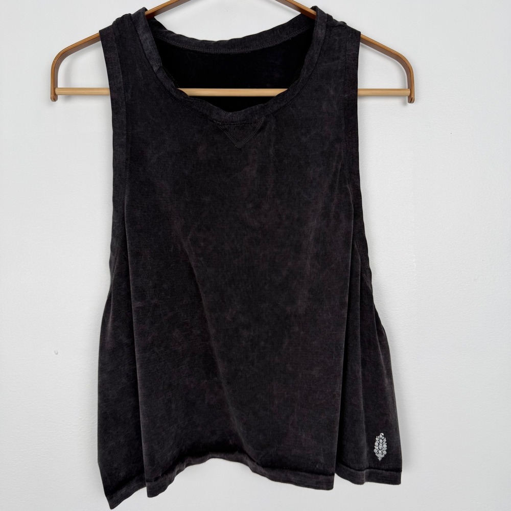 Free People FP Movement Love Tank Washed Black Mineral Racerback M/L OB832014